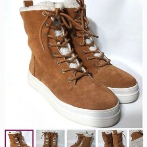 J/Slides NYC Torrie Ankle Boots Sneakers 6.5 Torrie Platform Tan Cognac Suede
